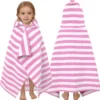 Pink Stripe Hooded Toddler Towel VOOVA & MOVAS Pink Stripe Hooded Toddler Towel