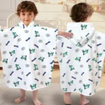 Crocodile Print Kids Hooded Poncho Towel Boy Front Back View