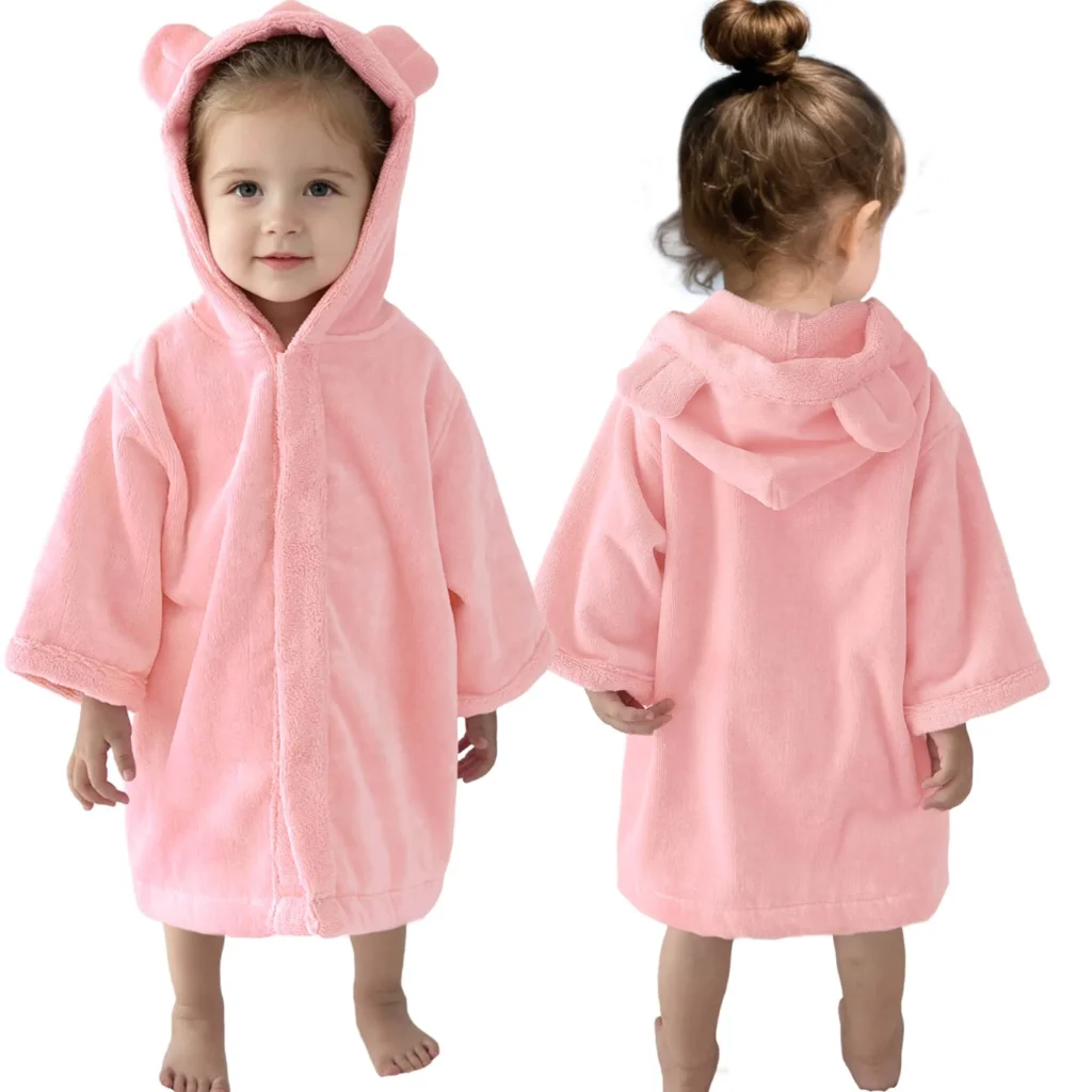 1 Pink Bear Baby Hooded Towel