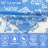 100% Cotton Blue Fish Towel Close-up of 100% cotton blue fish print towel fabric