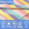 Close-up of soft 100% cotton rainbow stripe towel fabric