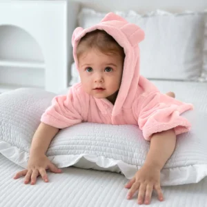 Pink Bear Baby Hooded Towel