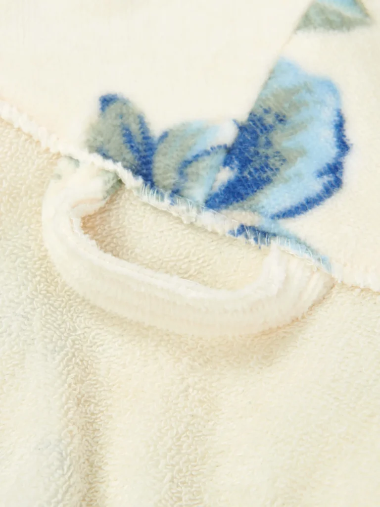VOOVA & MOVAS Cotton Towel Robe with Shawl Collar - Vintage Floral Cream