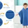 Solid Blue Embossed Kids Hooded Poncho Towel Fabric Detail Diagram