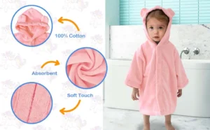 Pink Bear Baby Hooded Towel