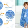 Blue Fish Towel Details Blue fish toddler towel showing fabric, hood and design details