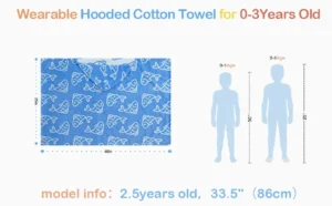 Blue Fish Towel Size Guide Size guide for blue fish toddler wearable towel