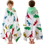 VOOVA & MOVAS Dinosaur Kids Hooded Poncho Towel | 100% Cotton Beach & Bath Towel for Boys and Girls