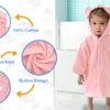 Pink Baby Bathrobe Features Pink baby hooded bathrobe with soft absorbent cotton fabric
