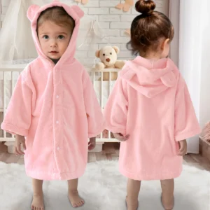 Pink Baby Hooded Bathrobe Pink hooded bathrobe for baby and toddler