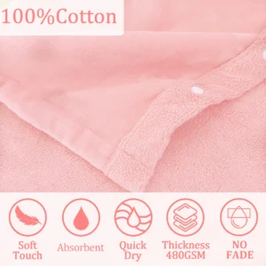Pink Cotton Bathrobe Fabric Close-up of soft pink 100% cotton bathrobe fabric