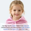 Child wearing a soft pink striped hooded towel