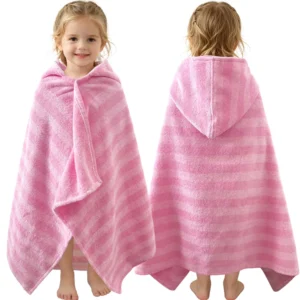 Close-up of 100% cotton pink striped towel fabric