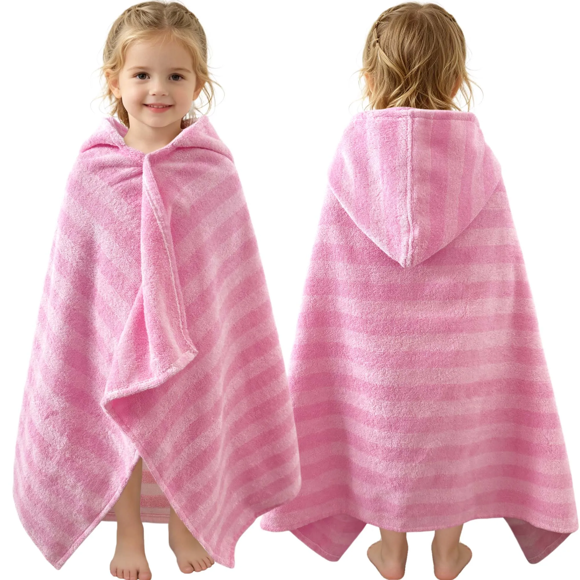 Close-up of 100% cotton pink striped towel fabric