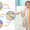Colorful rainbow stripe toddler hooded towel with hood and absorbent cotton fabric