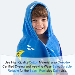 Shark Kids Hooded Towel VOOVA & MOVAS Shark Kids Cotton Pool Towel, 3–8 Years