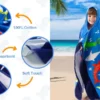 Shark Kids Towel Features Blue shark kids pool towel with soft absorbent fabric