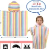 Toddler rainbow hooded towel showing cotton fabric and product features