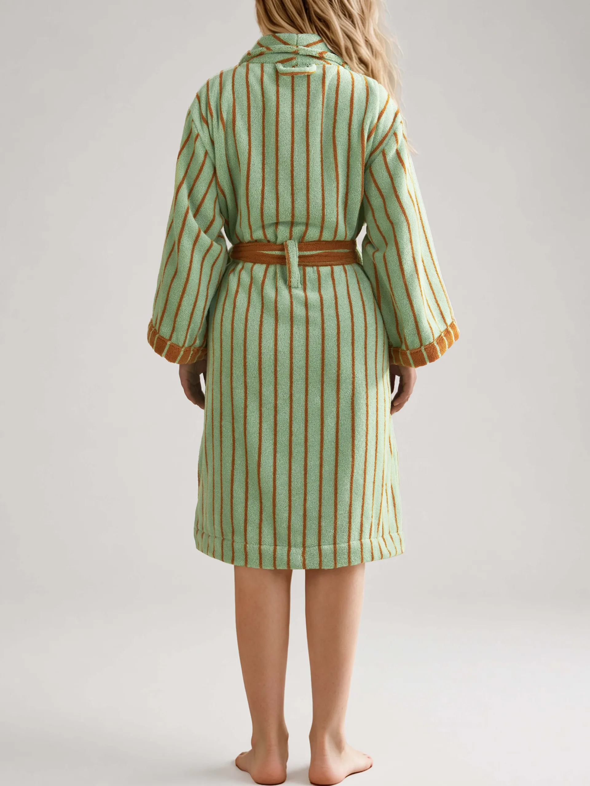 100% cotton adult bathrobe with shawl collar in caramel brown3