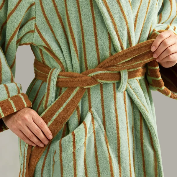 100% cotton adult bathrobe with shawl collar in caramel brown4