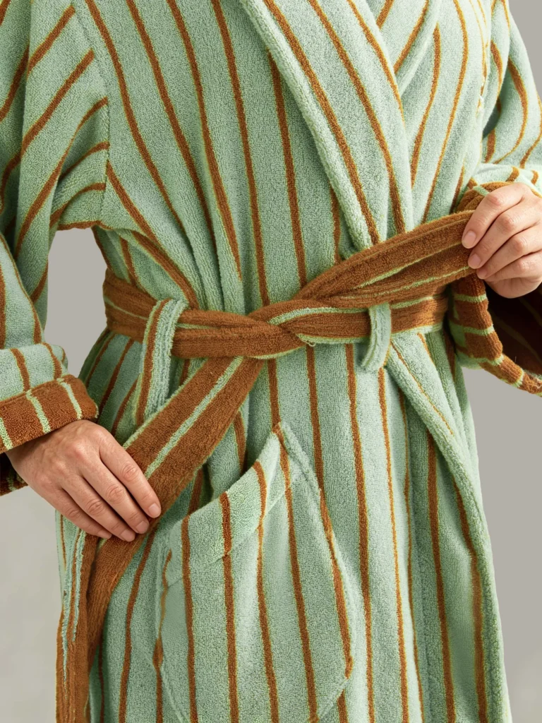 100% cotton adult bathrobe with shawl collar in caramel brown4