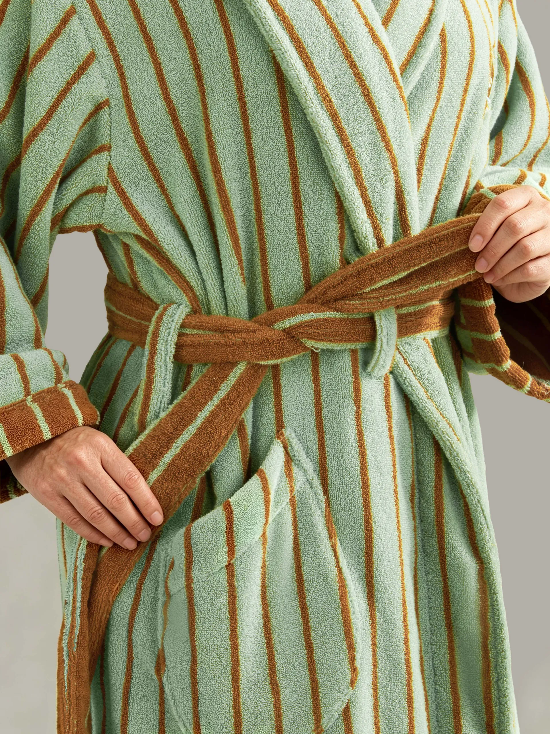 100% cotton adult bathrobe with shawl collar in caramel brown4