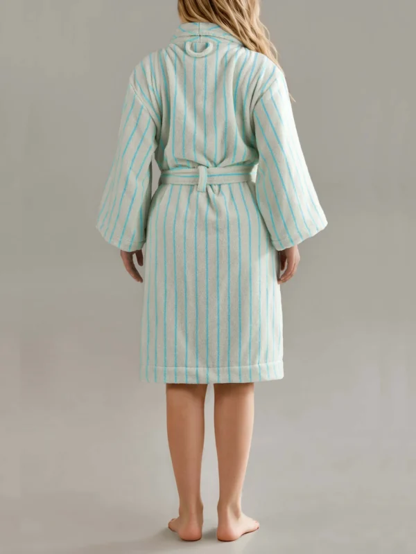 VOOVA & MOVAS-cotton-bathrobe-LightBlue3 VOOVA & MOVAS Cotton Striped Towel Robe with Shawl Collar – Light Blue