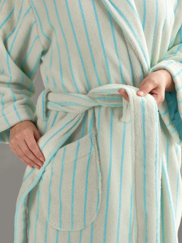 VOOVA & MOVAS-cotton-bathrobe-LightBlue4 VOOVA & MOVAS Cotton Striped Towel Robe with Shawl Collar – Light Blue