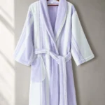 100% cotton adult bathrobe with shawl collar in elegant taro purple