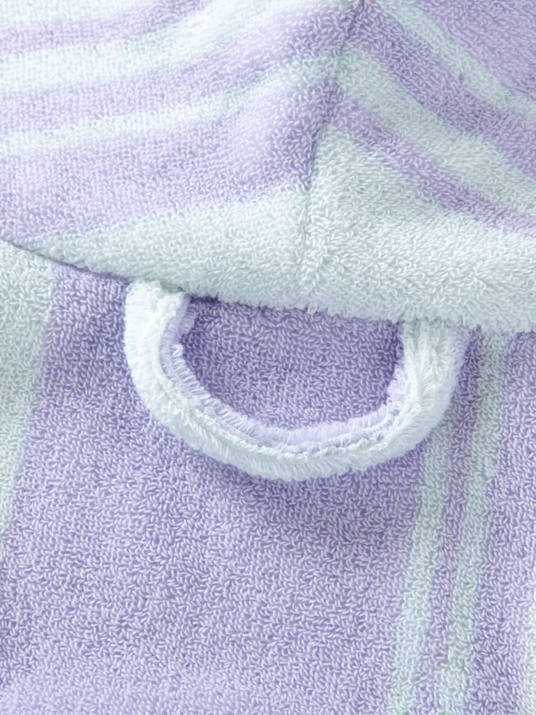 Luxury 100% cotton adult bathrobe featuring a soft shawl collar design in elegant taro purple.6