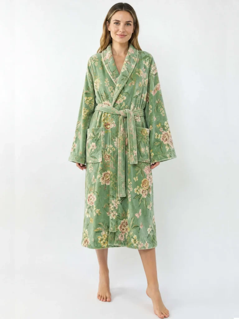 voova-cotton-towel-robe-shawl-collar-floral-green2