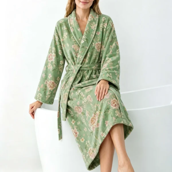 voova-cotton-towel-robe-shawl-collar-floral-green3