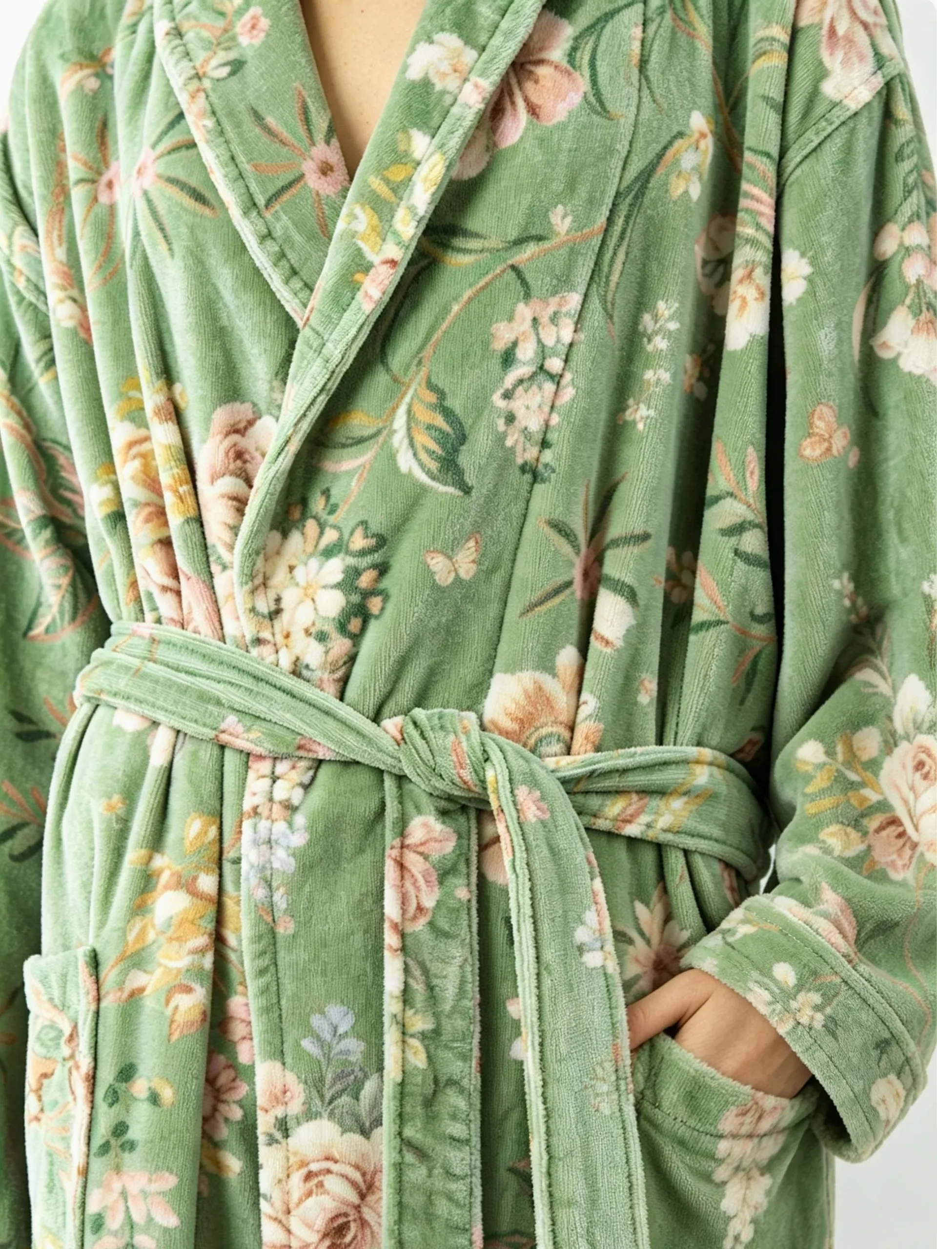 voova-cotton-towel-robe-shawl-collar-floral-green4