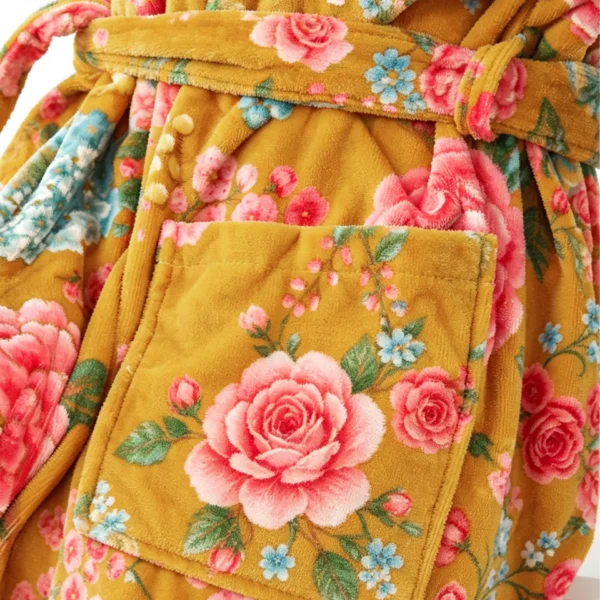 VOOVA & MOVAS Cotton Towel Robe with Shawl Collar - Vintage Floral Cream - 图片 16
